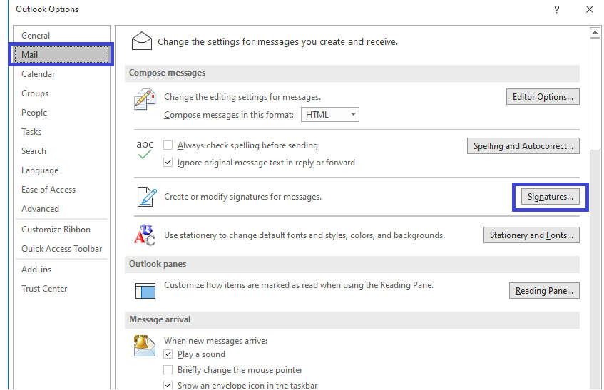 how to set up signature in outlook