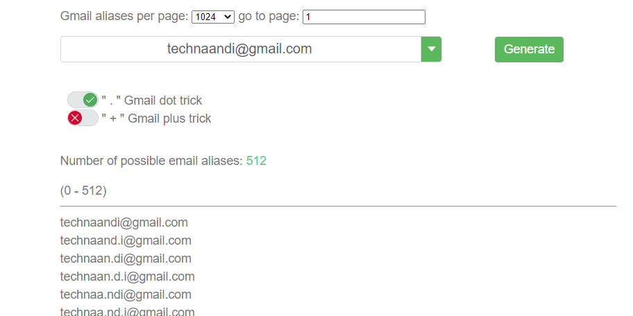 gmail email dot trick generator